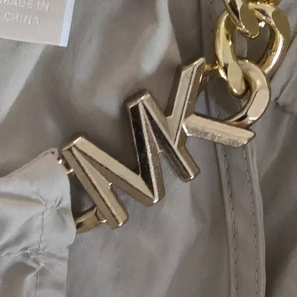 Michael Kors Khaki Gold Chain Halter Organic Stretch Cotton Midi Dress Tiered - Picture 6 of 10